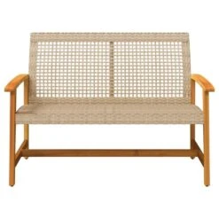 VidaXL - Tuinbank - Beige - Poly Rattan En Acaciahout Beige - 112 Cm -VIDAXL Winkel a5f24e0328cd40a1bc5e39f19cde3d24