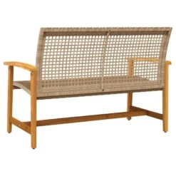 VidaXL - Tuinbank - Beige - Poly Rattan En Acaciahout Beige - 112 Cm -VIDAXL Winkel a626a0526e0f4c008b0e46a07f6fb174