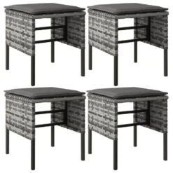 VidaXL - 6-delige Tuinset Met Kussens 4 Krukken - Grijs - PE-rattan - 90x90 Cm -VIDAXL Winkel aa981dcd8b364df9a6818c3fa9bf1013