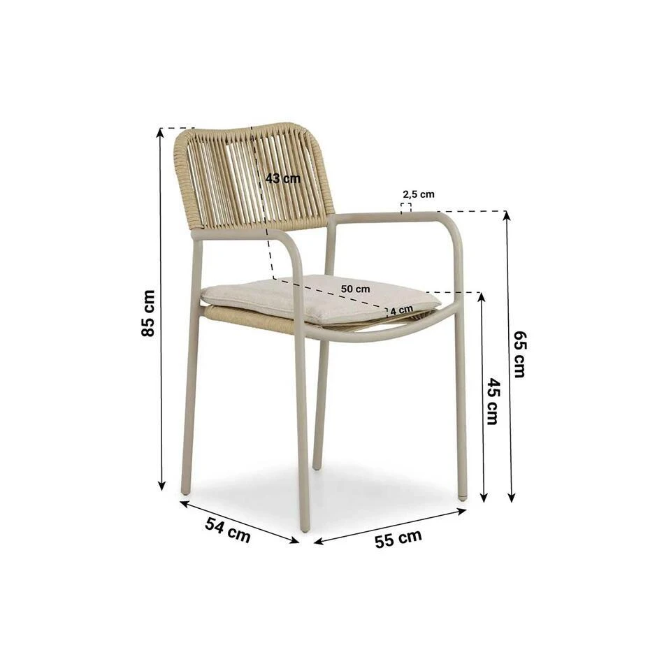 Tuinset 6 Personen 240 Cm Aluminium/rope Taupe Coco Penya/Matale 5 Tuinset 6 Personen 240 Cm Aluminium/rope Taupe Coco Penya/Matale - Afbeelding 3