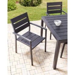 VERNIO - Tuinstoel Set Van 6 - Zwart - Kunsthout/Aluminium -VIDAXL Winkel b2fa80f110dd47a6ade66049b4a4f5de