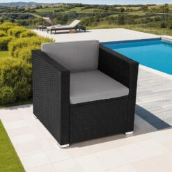 Tectake Wicker Fauteuil Lignano, Zwart -VIDAXL Winkel b3230a0cc90c485c8af6e1f555fc1909