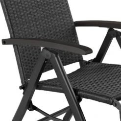 Tectake Wicker Tuinstoel Opklapbaar Met Aluminium Frame En Voetsteun, Zwart -VIDAXL Winkel b870efed031c479eaaa8109c5ab8c225