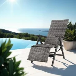 Tectake Wicker Tuinstoel Opklapbaar Met Aluminium Frame En Voetsteun, Grijs -VIDAXL Winkel b96aa980303a491f9f80b47f77b4dcfe