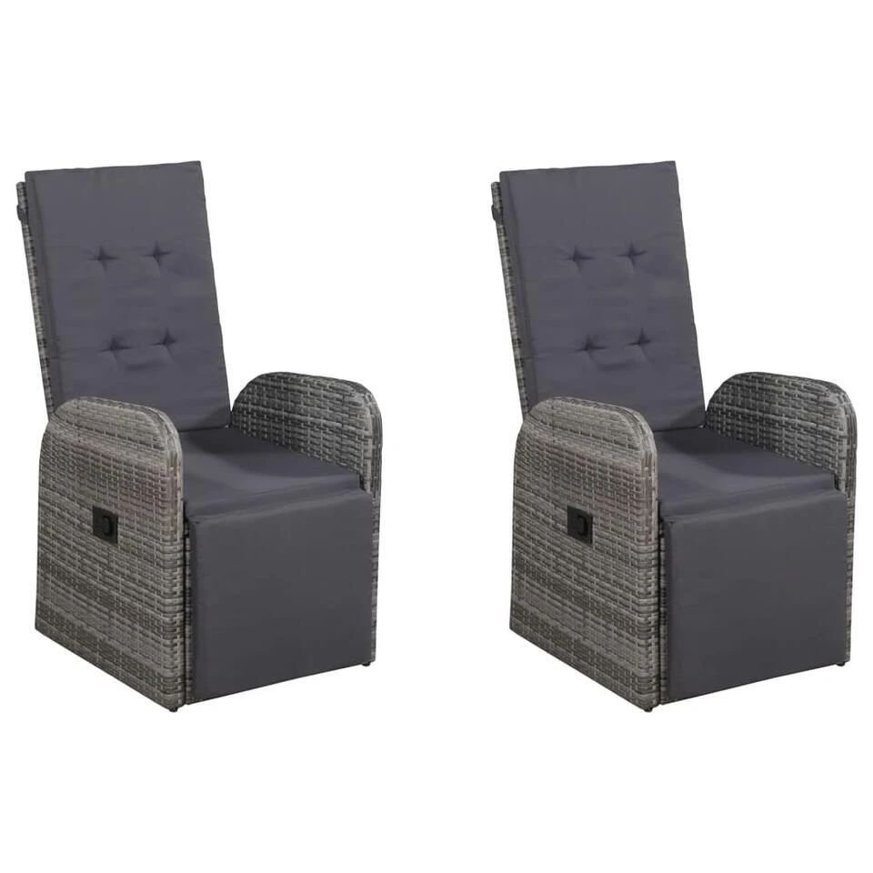 VidaXL - Tuinset Grijs - 4 Verstelbaar Stoelen & 150x90 Cm Tafel - Poly Rattan 10 VidaXL - Tuinset Grijs - 4 Verstelbaar Stoelen & 150x90 Cm Tafel - Poly Rattan - Afbeelding 8