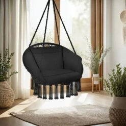 Tectake Hangstoel Grazia, Zwart -VIDAXL Winkel be5d3d785a144392870db30e4a2bac91