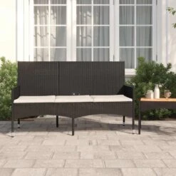 VidaXL - Tuinbank 3-zits - Zwart - Poly Rattan - Met Kussens -VIDAXL Winkel bea1ffcbf4c44b4b91168ecaa82155f7