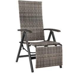 Tectake Wicker Tuinstoel Opklapbaar Met Aluminium Frame En Voetsteun, Grijs -VIDAXL Winkel c2ea2ce649c1484aa9c9f350e8d99e1b