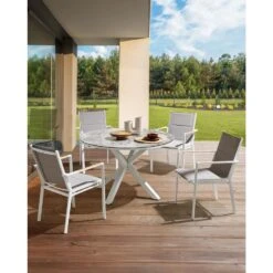 BUSSETO - Tuinstoel Set Van 4 - Grijs - Aluminium -VIDAXL Winkel c4c8f22a8fca4ec684b2edc2d8f0f342