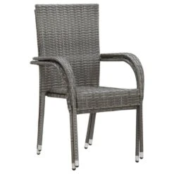 VidaXL Tuinstoelen Stapelbaar 2 St Poly Rattan Grijs -VIDAXL Winkel c6e00fcab6dd49398127454c3be1d90d