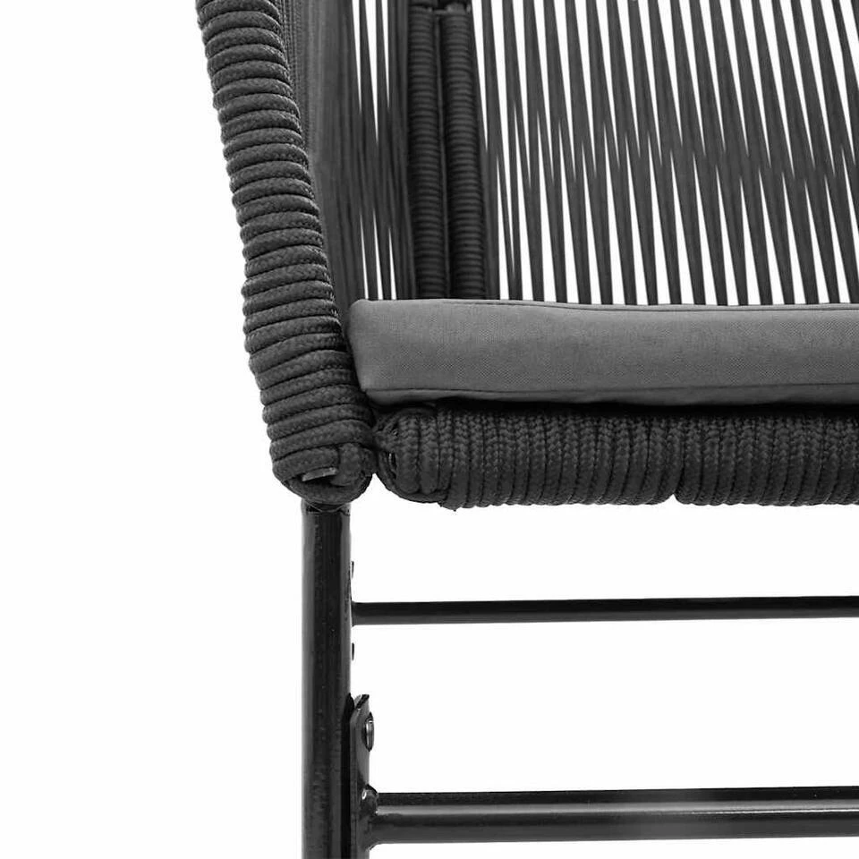 VidaXL - 5-zits Tuinset Grijs Kussens - Zwart PE Rattan En Staal - 160x80 Cm 10 VidaXL - 5-zits Tuinset Grijs Kussens - Zwart PE Rattan En Staal - 160x80 Cm - Afbeelding 8