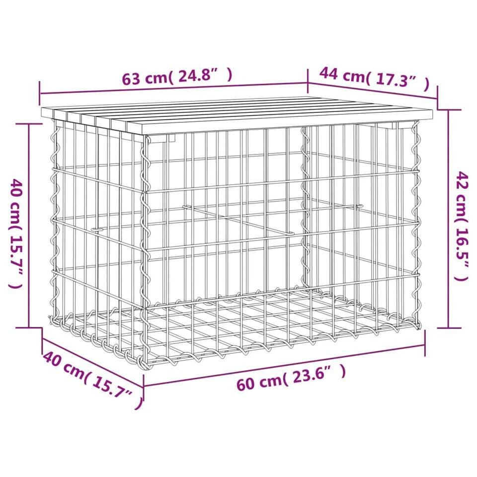 VidaXL - Tuinbank Schanskorfontwerp - Massief Douglashout - 63x44x42 Cm 10 VidaXL - Tuinbank Schanskorfontwerp - Massief Douglashout - 63x44x42 Cm - Afbeelding 8