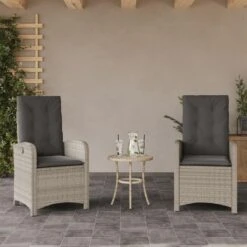 VidaXL - Tuinstoelen Verstelbaar - Grijs - Poly Rattan - 2 Stuks - Met Kussens -VIDAXL Winkel d59104fc9cf9417a90f16d4e7bb4e282