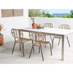 PRATELLO - Tuinstoel Set Van 4 - Naturel - PE Rotan -VIDAXL Winkel d68171c57d84401d9b9f80e3d9651810