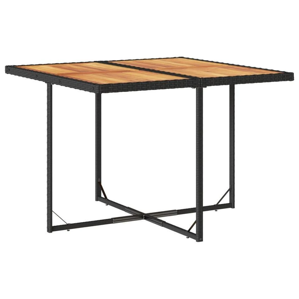 VidaXL - 9-delige Tuinset Wit Kussens 4 Krukken - Zwart Poly Rattan - 110x106 Cm 5 VidaXL - 9-delige Tuinset Wit Kussens 4 Krukken - Zwart Poly Rattan - 110x106 Cm - Afbeelding 3