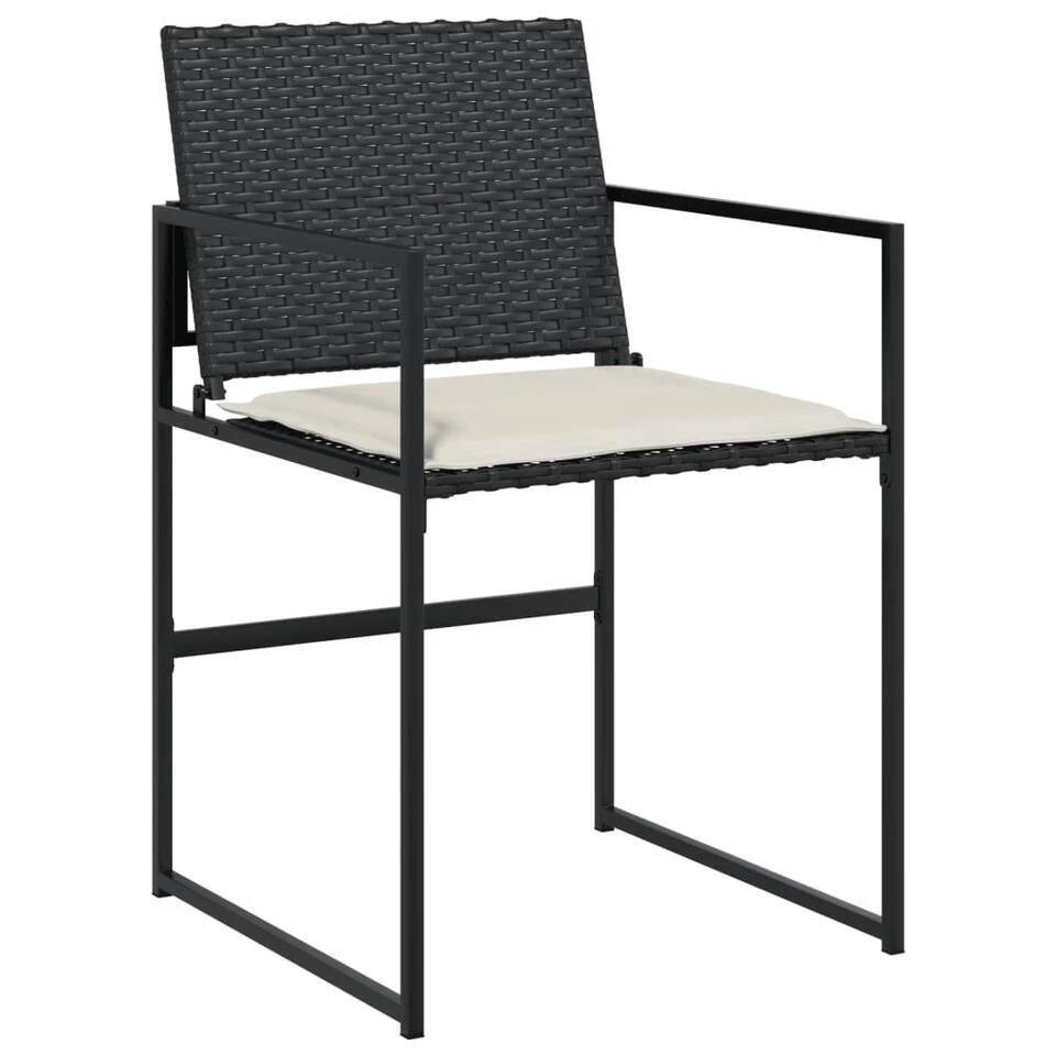 VidaXL - 4-zits Tuinset Wit Kussens - Inklapbaar - Zwart PE Rattan - 110x107 Cm 6 VidaXL - 4-zits Tuinset Wit Kussens - Inklapbaar - Zwart PE Rattan - 110x107 Cm - Afbeelding 4
