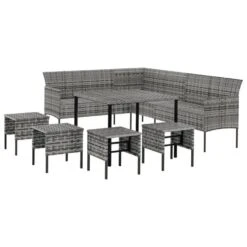 VidaXL - 6-delige Tuinset Met Kussens 4 Krukken - Grijs - PE-rattan - 90x90 Cm -VIDAXL Winkel da8ae57751714bf999f7bbf19c4f67ac
