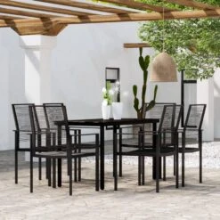 VidaXL - Tuinset Zwart PVC Rattan En Staal - 140x70 Cm - 7 Stuks -VIDAXL Winkel df4e5337b535445fbbcf6ad30c870d6f
