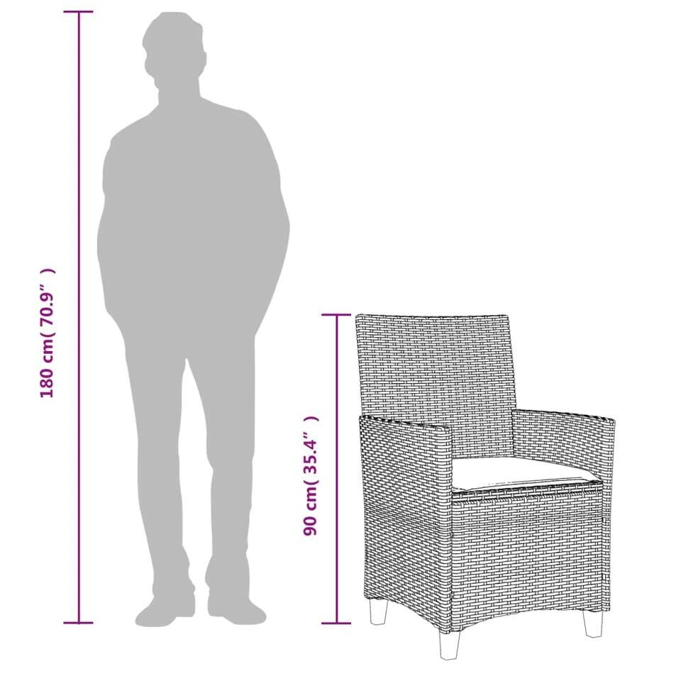 VidaXL - Tuinstoelen Met Kussens - Beige - Poly Rattan En Hout - 2 Stuks 12 VidaXL - Tuinstoelen Met Kussens - Beige - Poly Rattan En Hout - 2 Stuks - Afbeelding 10