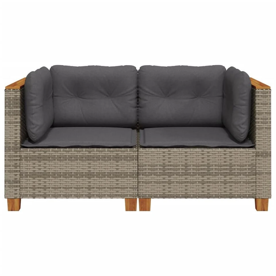 VidaXL - Tuinbank - Grijs - Poly Rattan - 2 Stuks 6 VidaXL - Tuinbank - Grijs - Poly Rattan - 2 Stuks - Afbeelding 4