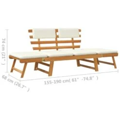 VidaXL - Tuinbank - Crème - Acaciahout - 190 Cm - 2-in-1 - Met Kussen -VIDAXL Winkel e4b462df04d9429b9944bd04e0c69448