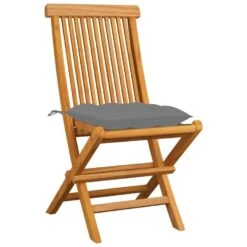VidaXL - Tuinstoelen Met Grijze Kussens - Massief Teakhout - 4 Stuks -VIDAXL Winkel e4bf435474fe4c3a9c6cfc8baf83e801