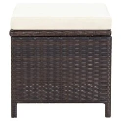 VidaXL - Tuinstoel En Voetenbank - Bruin - Poly Rattan - 4 Stuks -VIDAXL Winkel e5e9897bdedd44d78a80072c29e95ffb