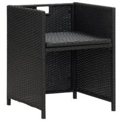 VidaXL - Tuinstoelen - Kussens - Zwart - Poly Rattan - 4 Stuks -VIDAXL Winkel ee917d597e94408692c13c80a47879ab