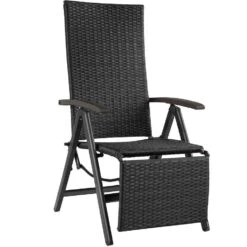 Tectake Wicker Tuinstoel Opklapbaar Met Aluminium Frame En Voetsteun, Zwart -VIDAXL Winkel ef0c0ba4c6c74dff896c119526c2d06f