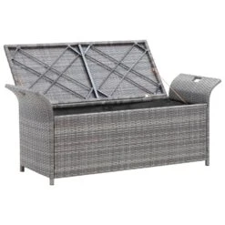 VidaXL Opbergbankje Met Kussen 138 Cm Poly Rattan Grijs -VIDAXL Winkel ef111ec3f7924632ae2282d0154a2634