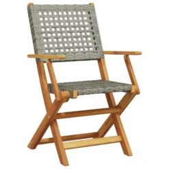 VidaXL - Tuinstoelen - Grijs - Massief Acaciahout En Poly Rattan - 2 Stuks -VIDAXL Winkel f34f5efdb7c24c9cb63e124d24b03736