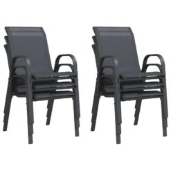 VidaXL - Stapelbare Tuinstoel - Grijs - Stof -VIDAXL Winkel f657460359db41acbf7595499305a06a