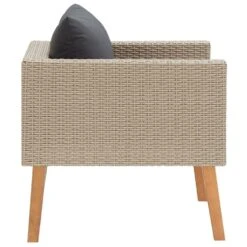 VidaXL Tuinbank Eenzits Met Kussens Poly Rattan Beige -VIDAXL Winkel f7646ae1aa1a4464abbab74ead3fb86f