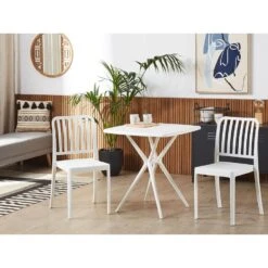 Beliani Tuinstoel SERSALE - Wit Synthetisch Materiaal -VIDAXL Winkel fb516ea8cf294eacb284d35529171318