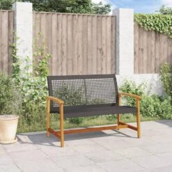 VidaXL - Tuinbank - Zwart - Poly Rattan En Acaciahout - 112 Cm -VIDAXL Winkel fc7abfc4028847409845fd24bb3f9904